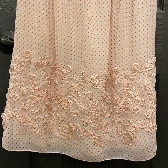 STUDIO M Max Studio Peach Pink Polka Dot Tank‎ Dress Lined Textured Size Large - Picture 2 of 6